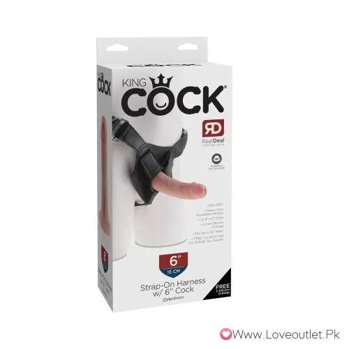 King Cock Strap-On Harness with 6 Inch Cock in Flesh